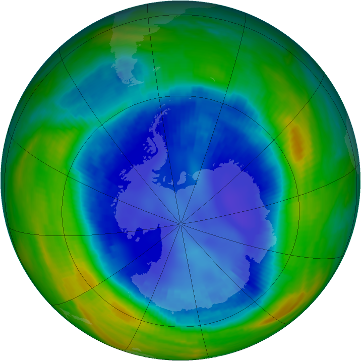 Antarctic ozone map for 24 August 1998